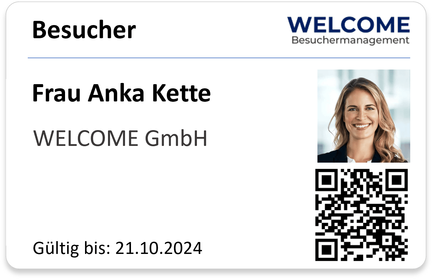 WELCOME Besucherausweis mit Foto