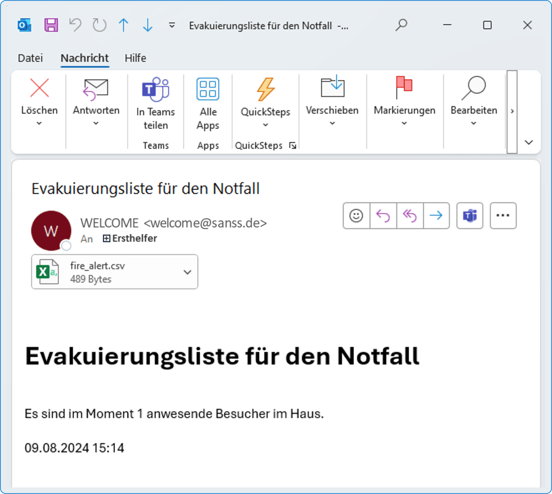 WELCOME Evakuierungsliste